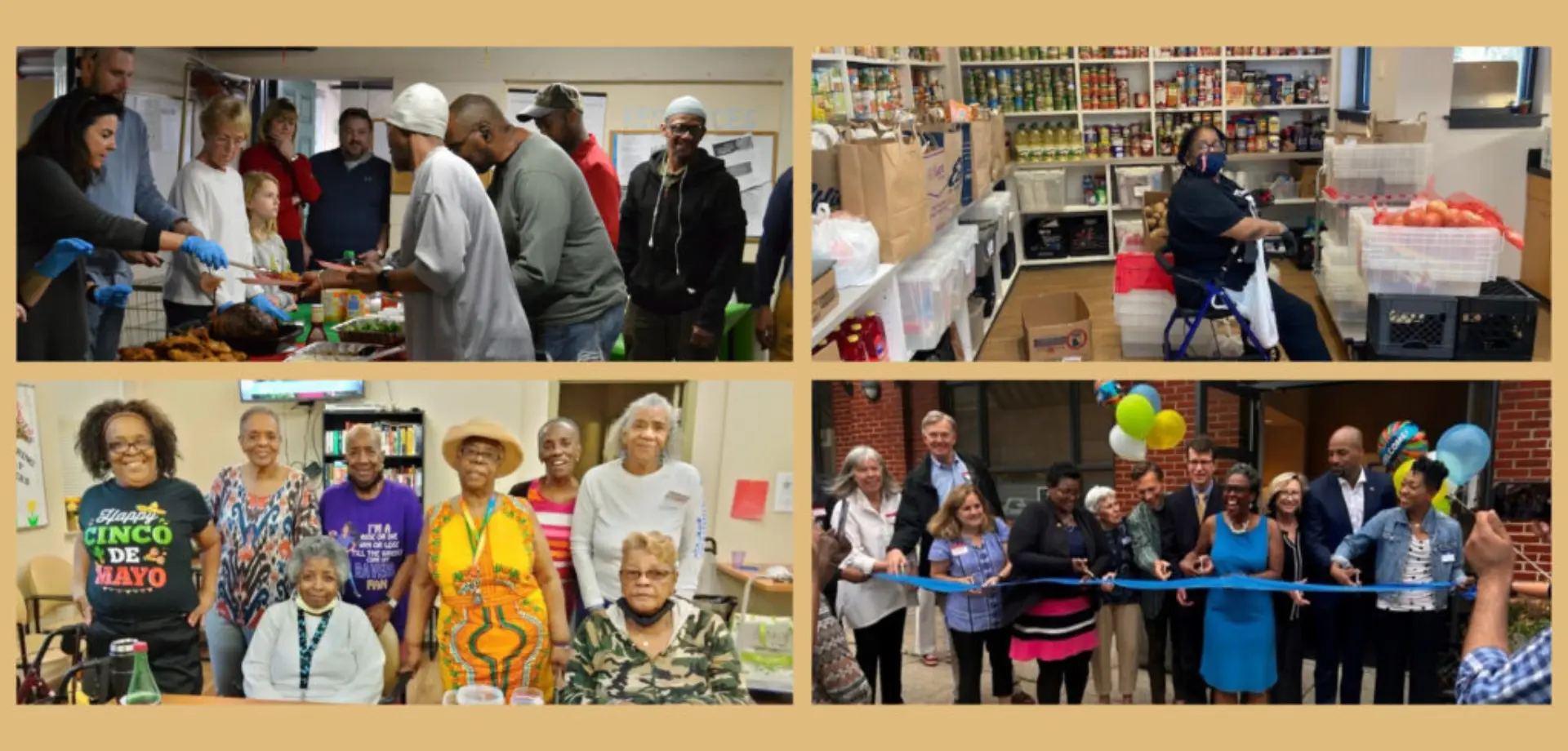 A collage of people gathered at an event.