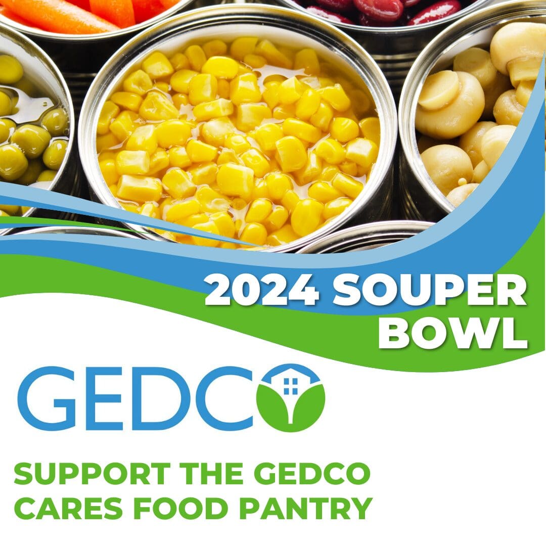 Canned goods for GEDCO Cares Food Pantry.